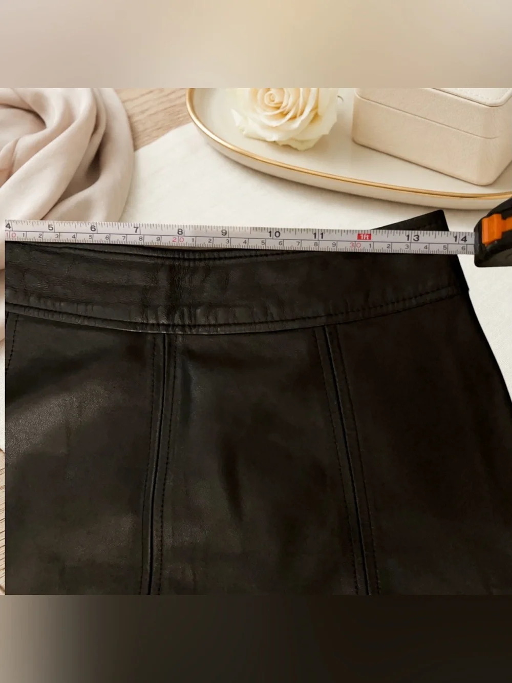 PJK Patterson J. Kincaid Black Lambskin Leather Mini Skirt Mint Condition Sz S